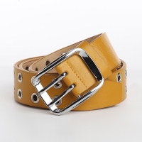 Ремень женский, ширина 4 см, люверсы, винт, пряжка металл, цвет горчичный Ремень женский, ширина 4 см, люверсы, винт, пряжка металл, цвет горчичный