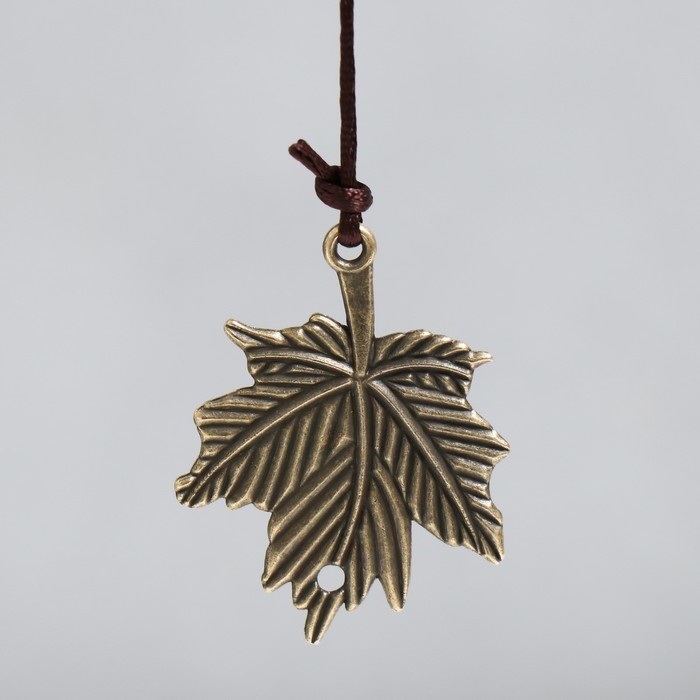 Музыка ветра металл "Павлин и листики" 5 колокольчиков под бронзу 46 см