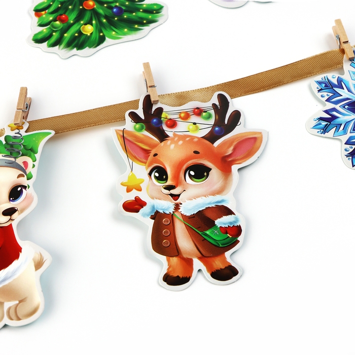 Гирлянда на ленте с фантами &laquo;Новогодняя&raquo;, на Новый год, длина 150 см