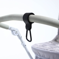 Карабин для сумок на коляску, на липучке, экокожа, цвет черный Карабин для сумок на коляску, на липучке, экокожа, цвет черный