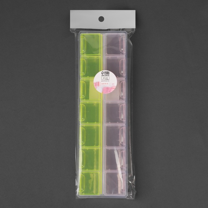 Органайзер для рукоделия, 14 отделений, 21,5 × 6,5 × 2,3 см, цвет МИКС Органайзер для рукоделия, 14 отделений, 21,5 × 6,5 × 2,3 см, цвет МИКС