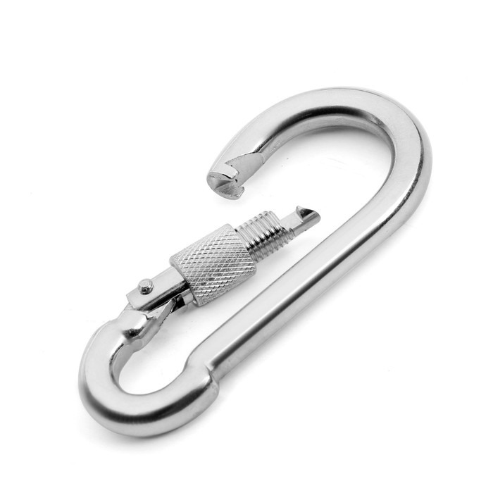 Карабин монтажный с фиксатором ТУНДРА krep, DIN5299D, 10х100 мм, оцинкованный, 1 шт. Карабин монтажный с фиксатором ТУНДРА krep, DIN5299D, 10х100 мм, оцинкованный, 1 шт.