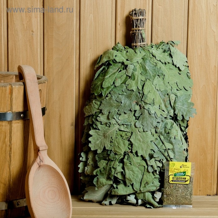 Набор веник ЭКСТРА из кавказского дуба с чайным напитком Набор веник ЭКСТРА из кавказского дуба с чайным напитком "Отдохни",в индивидуальной упаковке