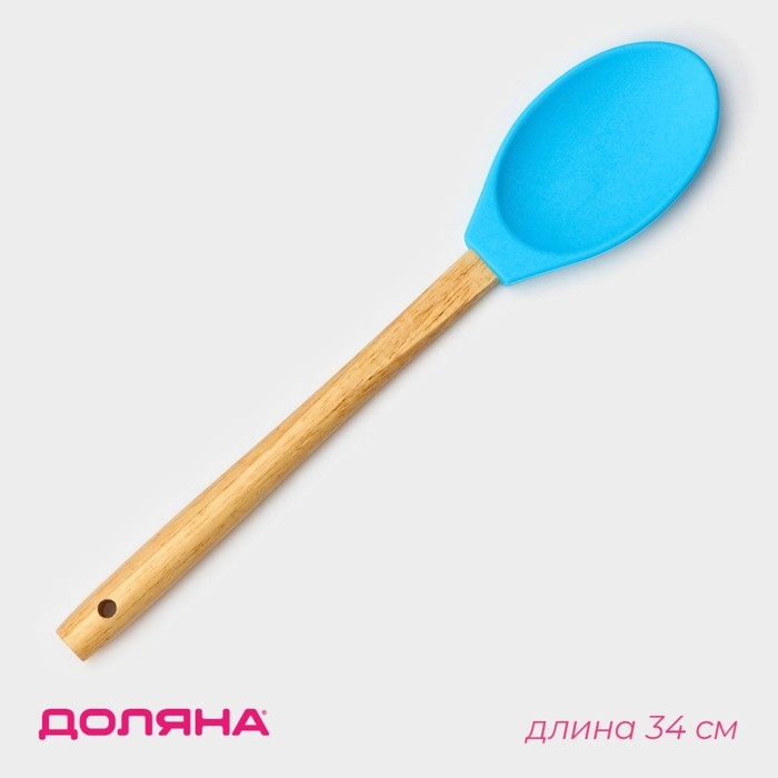 Ложка гарнирная Доляна &laquo;Бамбук&raquo;, силикон, 34 см, цвет МИКС