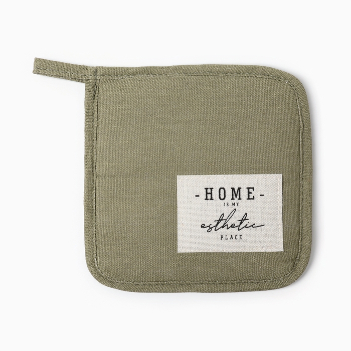 Прихватка Этель Прихватка Этель "HOME", цвет зелёный, 16х16 см, 50%хл, 50%лен