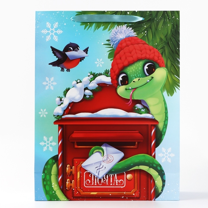 Пакет подарочный новогодний ламинированный &laquo;Змея 2025&raquo;, L 31 х 40 х 11.5 см, Новый год