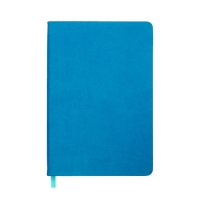 Ежедневник недатированный A5, 140л, клетка, кожзам, на резинке, желтый срез, Синий