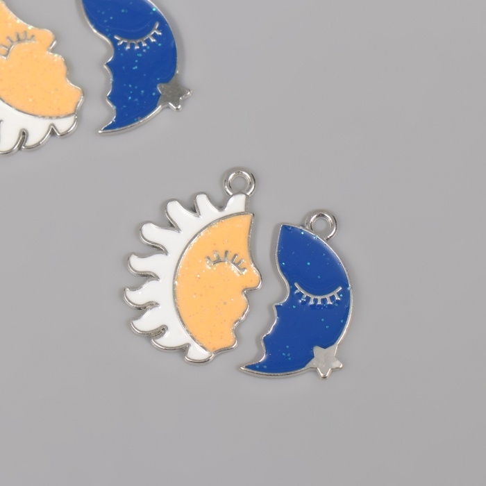Декор для творчества металл, эмаль Декор для творчества металл, эмаль "Солнце + месяц" набор 2 шт 2,9х2,7 см