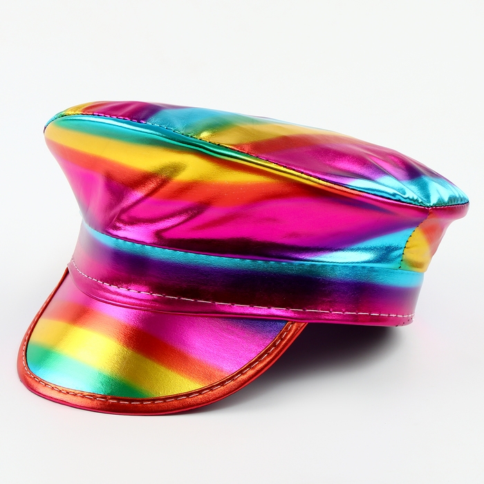 Карнавальная шляпа &laquo;Фуражка&raquo; радужная, с пайетками, р. 56&ndash;58