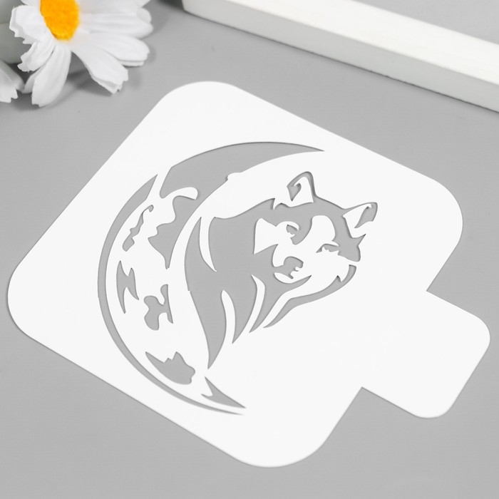 Трафарет для татуировки Трафарет для татуировки "Волк и месяц" 9х9 см