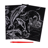 Набор гравюр «Дельфин и лебеди» с металлическим эффектом «золото», 2 шт., А5 Набор гравюр «Дельфин и лебеди» с металлическим эффектом «золото», 2 шт., А5