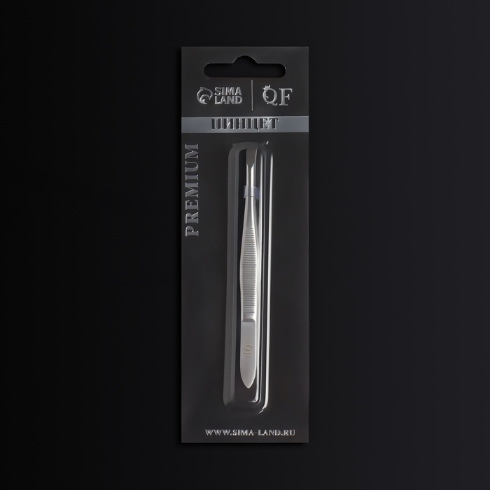 Пинцет &laquo;Premium&raquo; скошенный, узкий, 9 &times; 0,6 см, на блистере, цвет серебристый