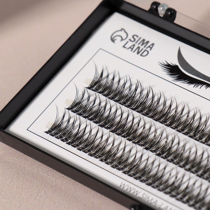 Набор накладных ресниц &laquo;Ласточкин хвост&raquo;, пучки, 10 мм, толщина 0,1 мм, изгиб С, 12 D