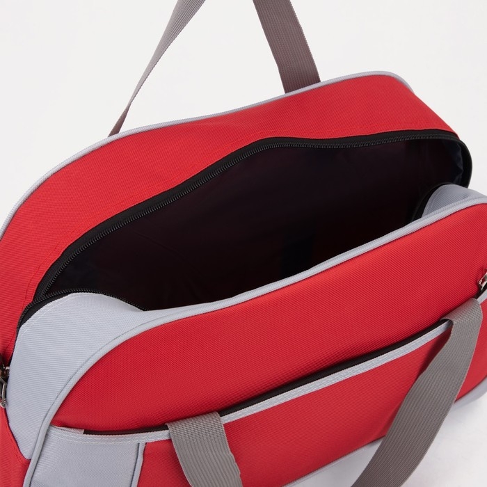 Сумка спортивная на молнии, наружный карман, средний размер, цвет серый/красный Сумка спортивная на молнии, наружный карман, средний размер, цвет серый/красный