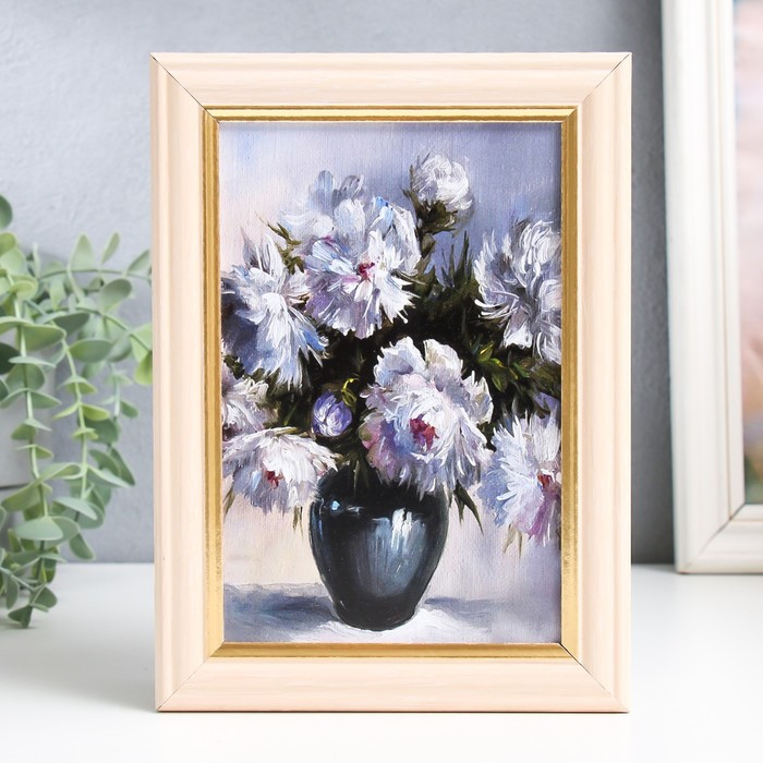 Ключница "Белые пионы" дуб молочный 15х21 см