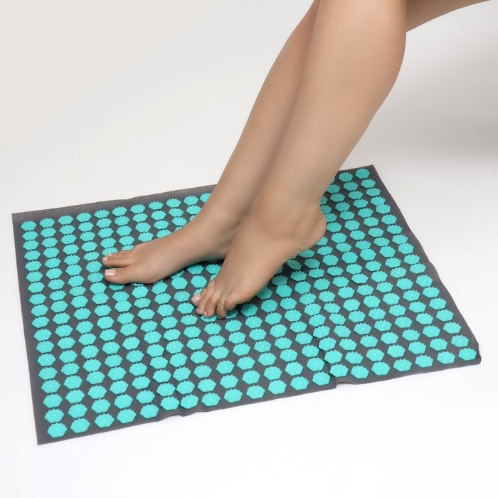 Ипликатор-коврик, основа спанбонд, 360 модулей, 56 &times; 62 см, цвет тёмно-серый/бирюзовый