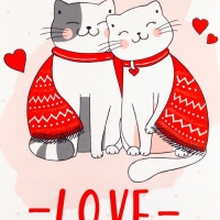 Полотенце Этель "Cat's love" 40х73 см, 100% хлопок, саржа 190 гр/м2