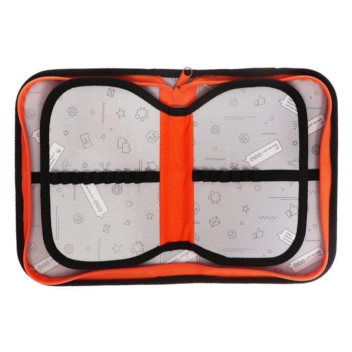 Пенал 3 секции, вкладка внутри, 140 х 210 х 40 мм, тканевый, Calligrata TOP Block "Гуси"