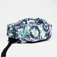 Рюкзак школьный из текстиля на молнии, 3 кармана, цвет зелёный/серый