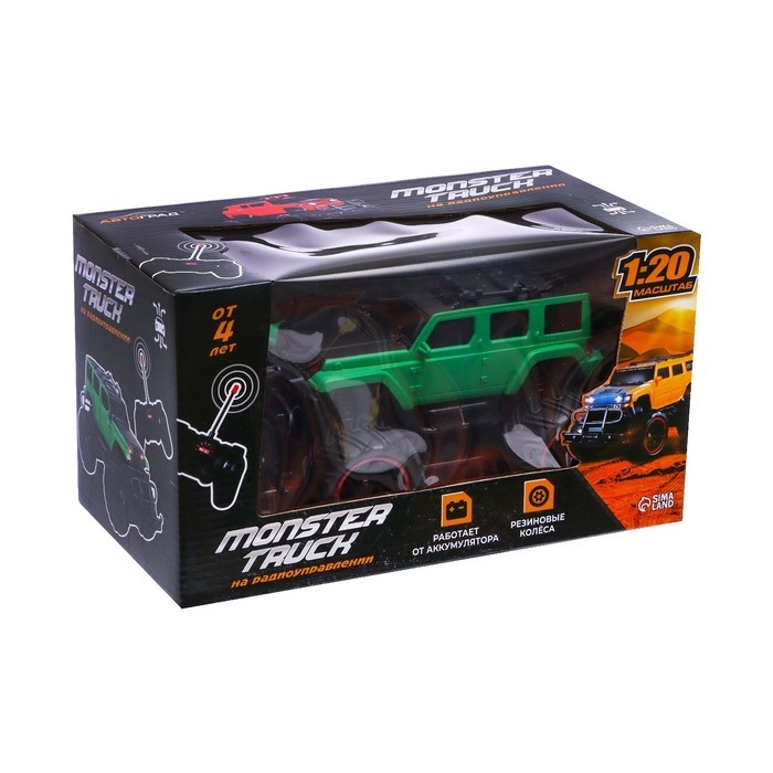 Джип радиоуправляемый «Бигфут», 1:20, работает от аккумулятора, цвет зелёный Джип радиоуправляемый «Бигфут», 1:20, работает от аккумулятора, цвет зелёный