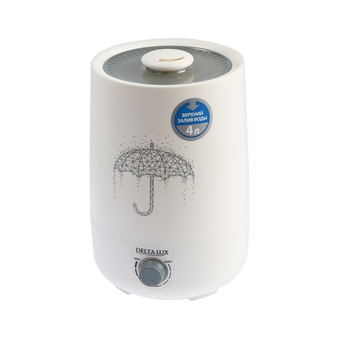 Увлажнитель воздуха DELTA LUX DE-3704, ультразвуковой, 30 Вт, 4 л, до 45 м2, арома, белый Увлажнитель воздуха DELTA LUX DE-3704, ультразвуковой, 30 Вт, 4 л, до 45 м2, арома, белый