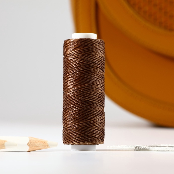 Нитки вощёные, круглые, 300D/3, 0,35 мм, 60 ± 2 м, цвет коричневый Нитки вощёные, круглые, 300D/3, 0,35 мм, 60 ± 2 м, цвет коричневый