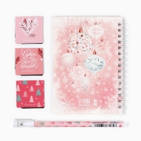 Подарочный набор новогодний блокнот на спирали, магнитные закладки 3 шт и ручка пластик &laquo;Мечтай! Мечты сбываются&raquo;