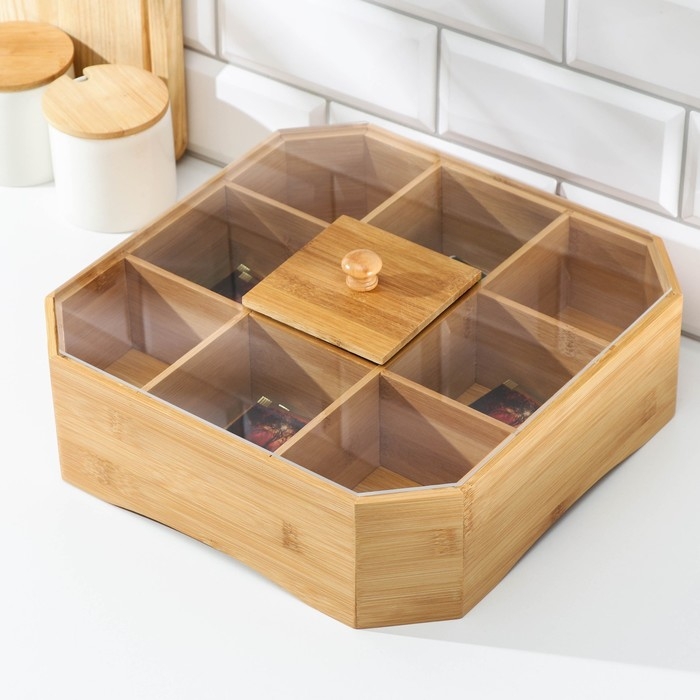 Органайзер для хранения, 30×30×10 см, бамбук Органайзер для хранения, 30×30×10 см, бамбук