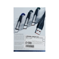 Кабель, 2 А, Lightning  - USB, прозрачный, оплётка нейлон, 1 м, серый