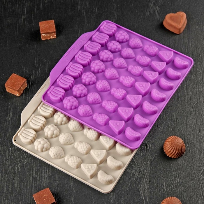 Форма для мармелада Доляна «Фруктовый бум», силикон, 18,5×17,5 см, 42 ячейки (2,2×2,2 см), цвет розовый Форма для мармелада Доляна «Фруктовый бум», силикон, 18,5×17,5 см, 42 ячейки (2,2×2,2 см), цвет розовый