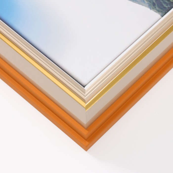 Фоторамка пластик формат А4 "Стилиани" бежевая с золотой обводкой 4,8х26х34,5 см