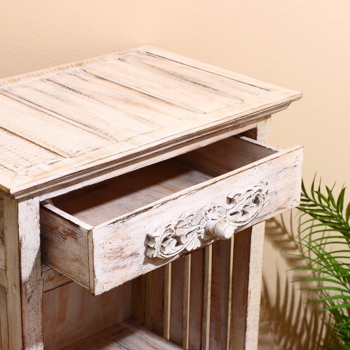 Тумба "Старый Бали" 50х30х90 см, дерево албезия, белый