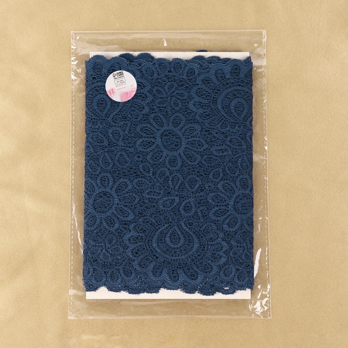 Кружевная эластичная ткань, 190 мм &times; 2,7 &plusmn; 0,5 м, цвет синий