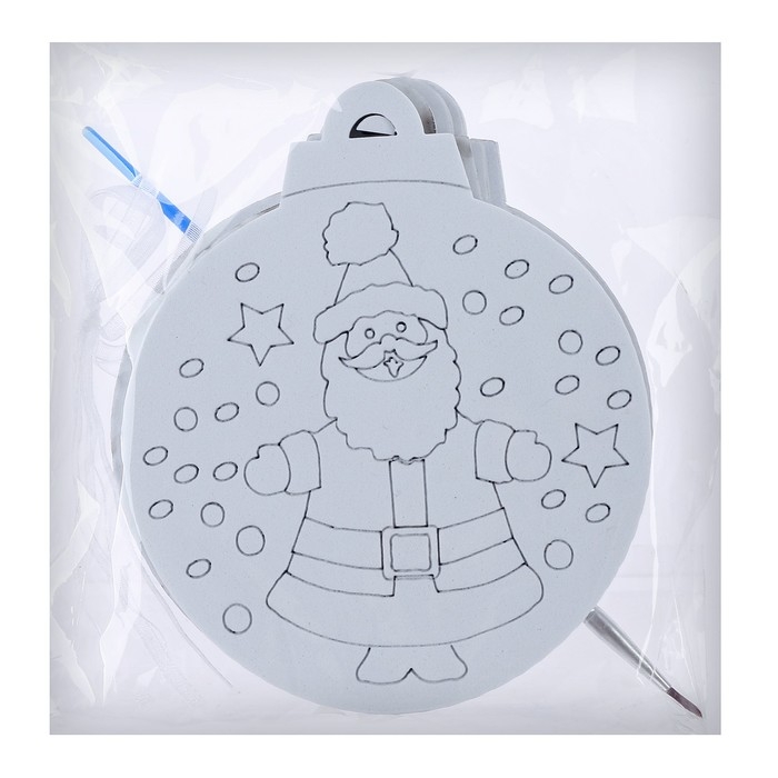 Ёлочное украшение под раскраску «Санта» 4 шт., кисть Ёлочное украшение под раскраску «Санта» 4 шт., кисть