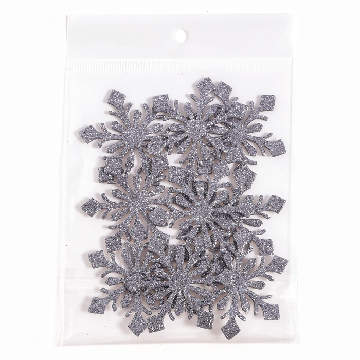 Новый год! Декор &laquo;Снежинки&raquo;, набор 9 шт., цвет серебро