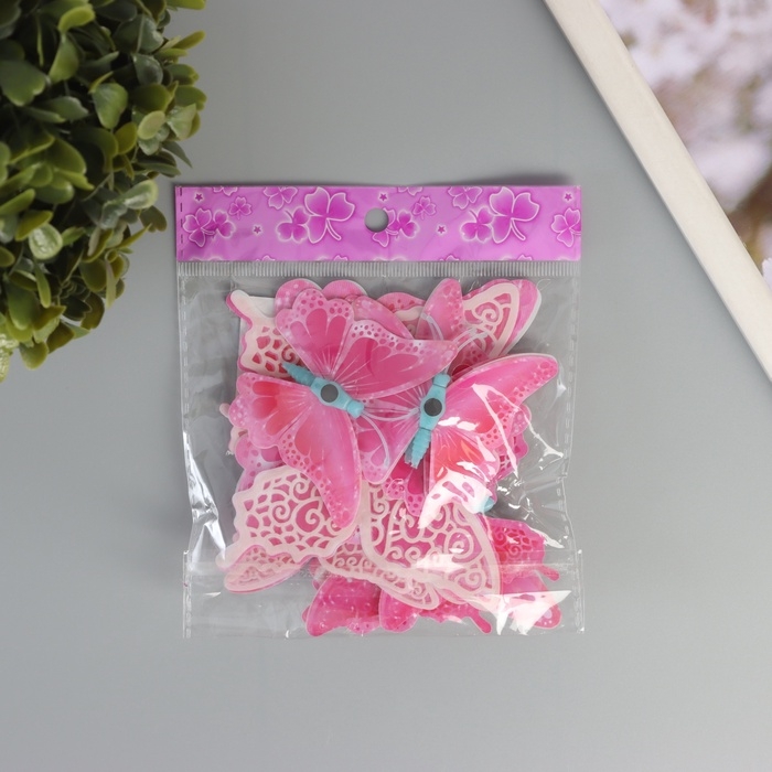 Магнит пластик светится в темноте Магнит пластик светится в темноте "Розовые бабочки" двойные крылья набор 12 шт