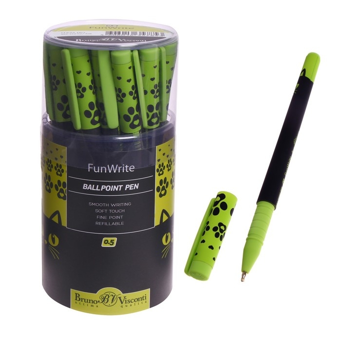 Ручка шариковая FunWrite &laquo;Чёрный кот&raquo;, узел 0.5 мм, синие чернила, матовый корпус Silk Touch