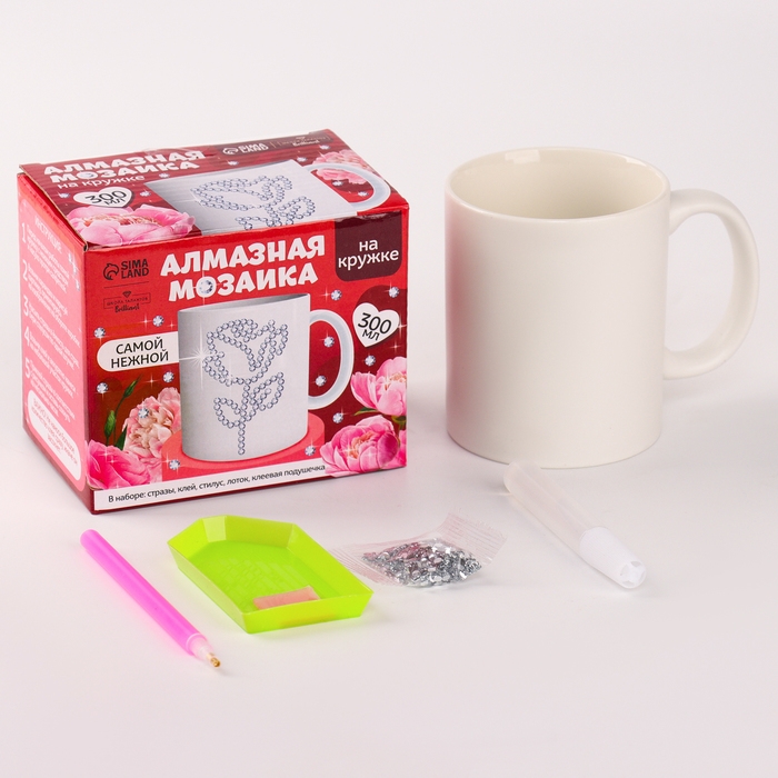 Алмазная мозаика на кружке с частичным заполнением &laquo;Самой нежной&raquo;, 300 мл