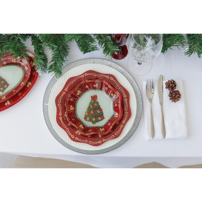 Салатник стеклянный Доляна &laquo;Новогодняя ель&raquo;, 400 мл, 19&times;3,7 см