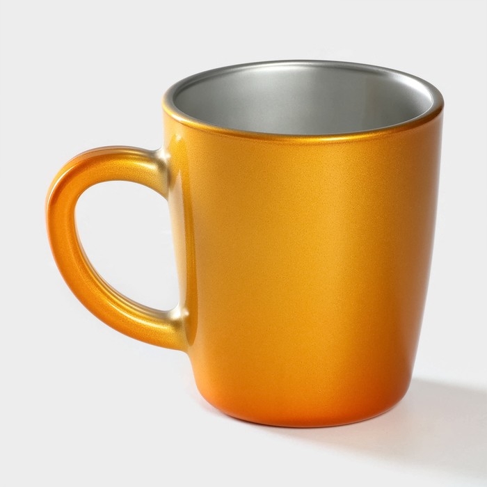 Кружка стеклянная, 340 мл, цвет оранжевый металлик