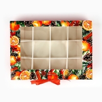 Коробка под 12 конфет с ячейками &laquo;Аромат праздника&raquo; 18.8 х 13.5 х 3.5 см, Новый год