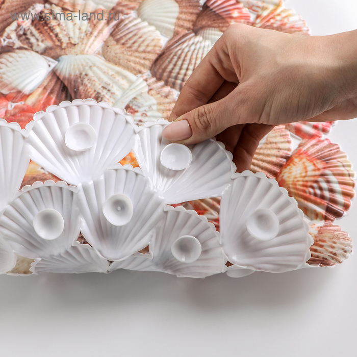 Коврик противоскользящий в ванну на присосках Доляна «Ракушки», 35×65 см Коврик противоскользящий в ванну на присосках Доляна «Ракушки», 35×65 см