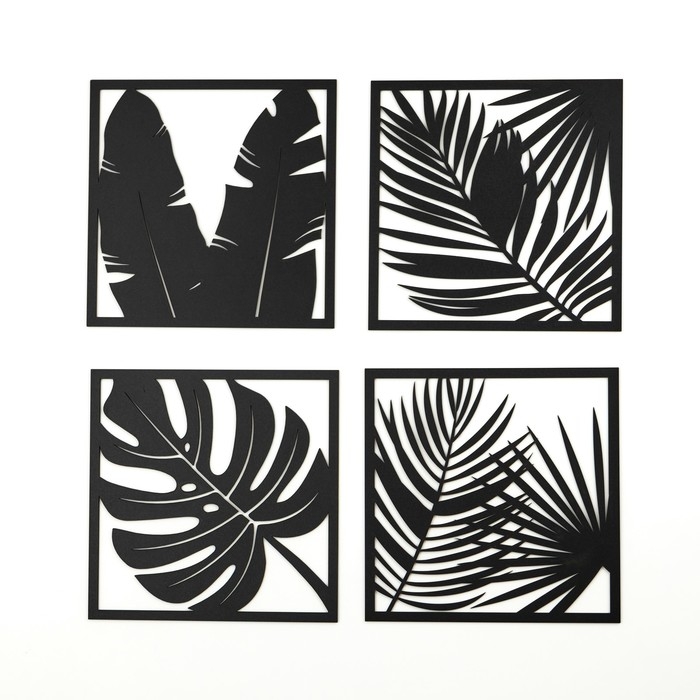 Декор настенный, панно для интерьера из дерева Декор настенный, панно для интерьера из дерева "Листья", 4 модуля 31 х 31 см