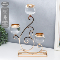 Подсвечник металл, акрил на 3 свечи "Гранде" золото 25х8х36 см Подсвечник металл, акрил на 3 свечи "Гранде" золото 25х8х36 см