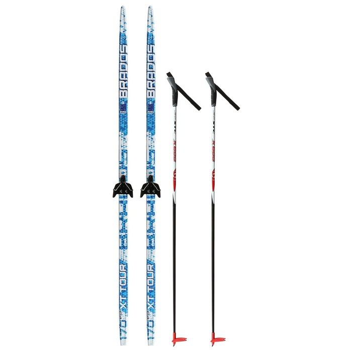 Комплект лыжный: пластиковые лыжи 170 см с насечкой, стеклопластиковые палки 130 см, крепления NN75 мм, цвета МИКС Комплект лыжный: пластиковые лыжи 170 см с насечкой, стеклопластиковые палки 130 см, крепления NN75 мм, цвета МИКС