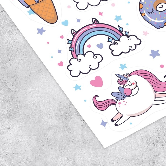 Наклейки детские в стикербуке &laquo;Единороги&raquo;, 8 листов, 12 х 18 см
