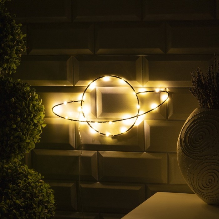 Светодиодная фигура «Планета» 30 × 15 см, металл, батарейки ААх2 (не в комплекте), свечение тёплое белое Светодиодная фигура «Планета» 30 × 15 см, металл, батарейки ААх2 (не в комплекте), свечение тёплое белое