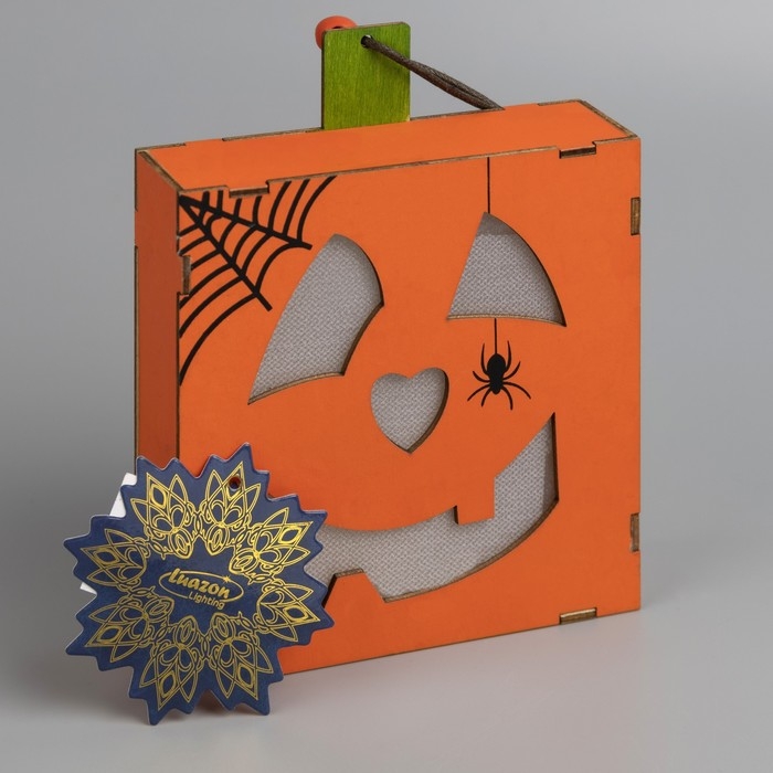 Светодиодная подвеска &laquo;Фонарь Джека&raquo; 12.5 &times; 16 &times; 3.5 см, пластик, батарейки LR1130х3 (в комплекте), свечение тёплое белое