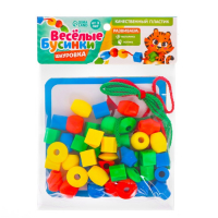 Развивающая игра-шнуровка &laquo;Весёлые бусинки. Собери фигуру&raquo;, с карточками и пазлом, по методике Монтессори