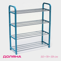 Обувница Доляна, 4 яруса, 50&times;19&times;59 см, цвет синий